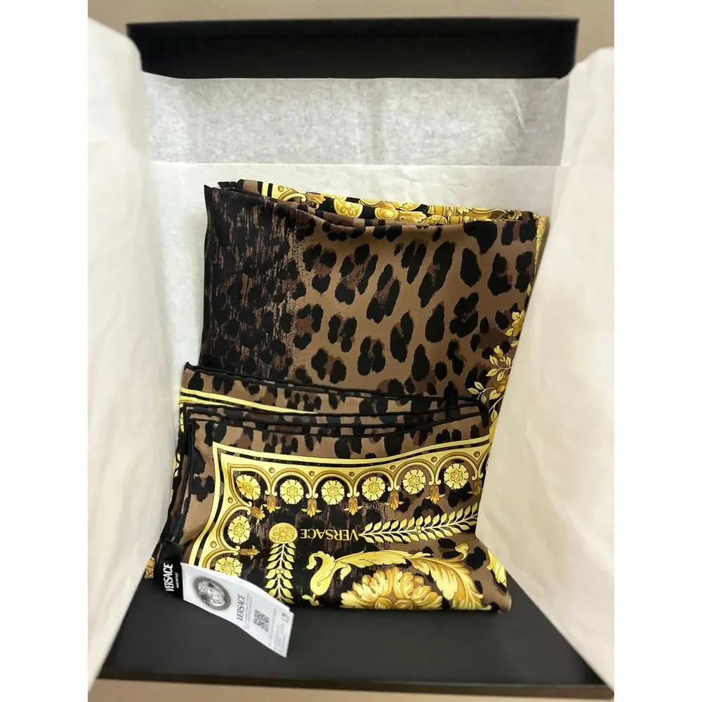 Versace Leopard Print Silk Scarf